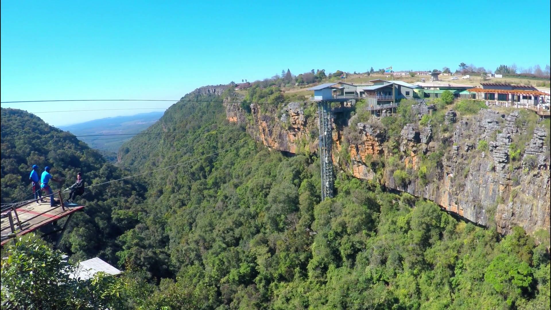 A real bungee jump over a forested canyon, filmed by Magda Ehlers
